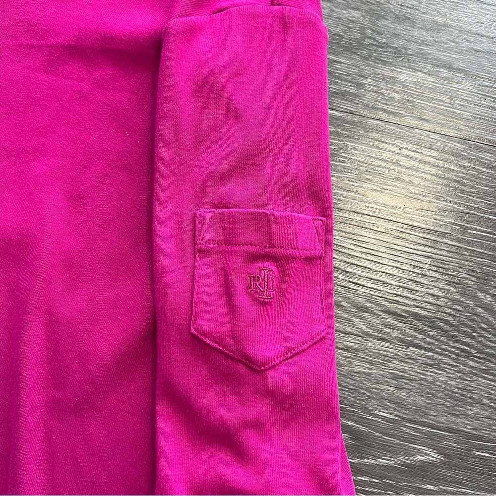 Lauren Ralph Lauren 100% Cotton Fuchsia Long-Sleeve with Utility Pocket - Picture 4 of 6